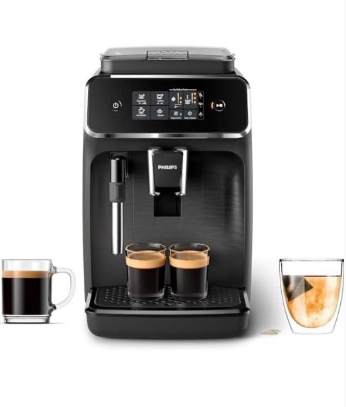 Máquina de café espresso totalmente automática de la serie PHILIPS 2200, espumador de leche clásico, 2 variedades de café, pantalla táctil intuitiva