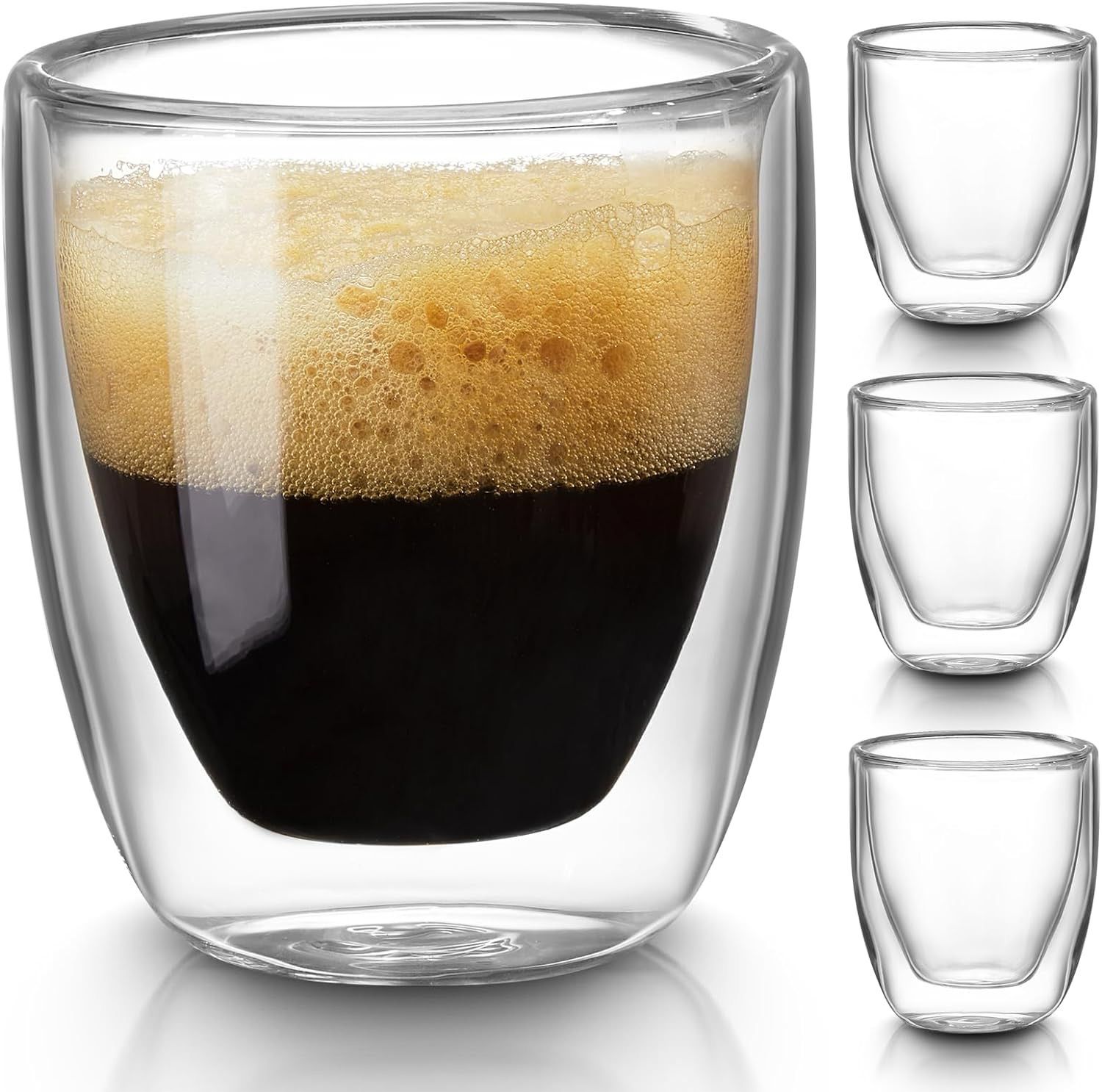 Juego de 4 tazas de café espresso de doble pared