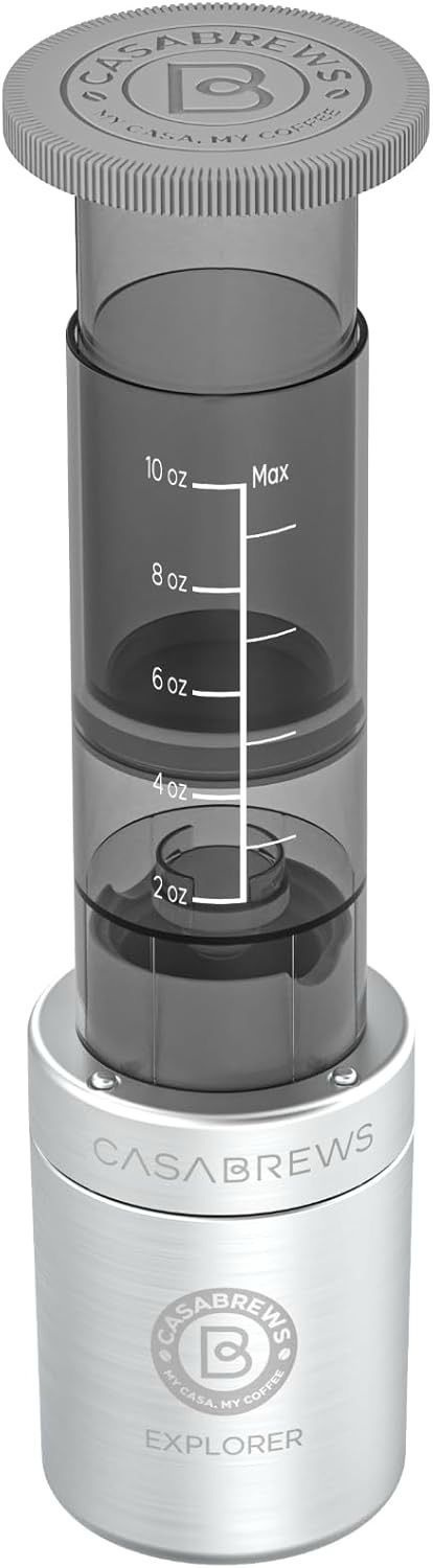 CASABREWS Cafetera portátil, cafetera de viaje pequeña 2 en 1 para cápsulas K Cup o café molido