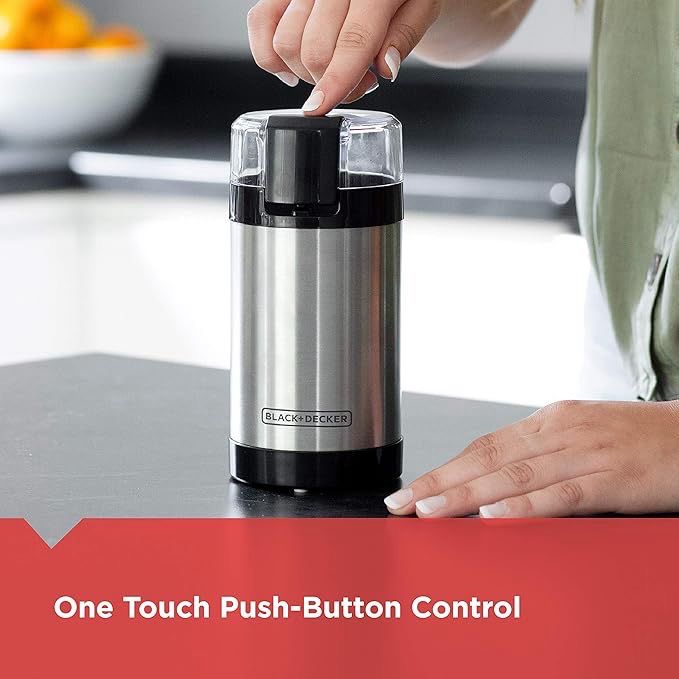 Black+Decker - Molino de granos de café, capacidad 2/3 de taza, acero inoxidable