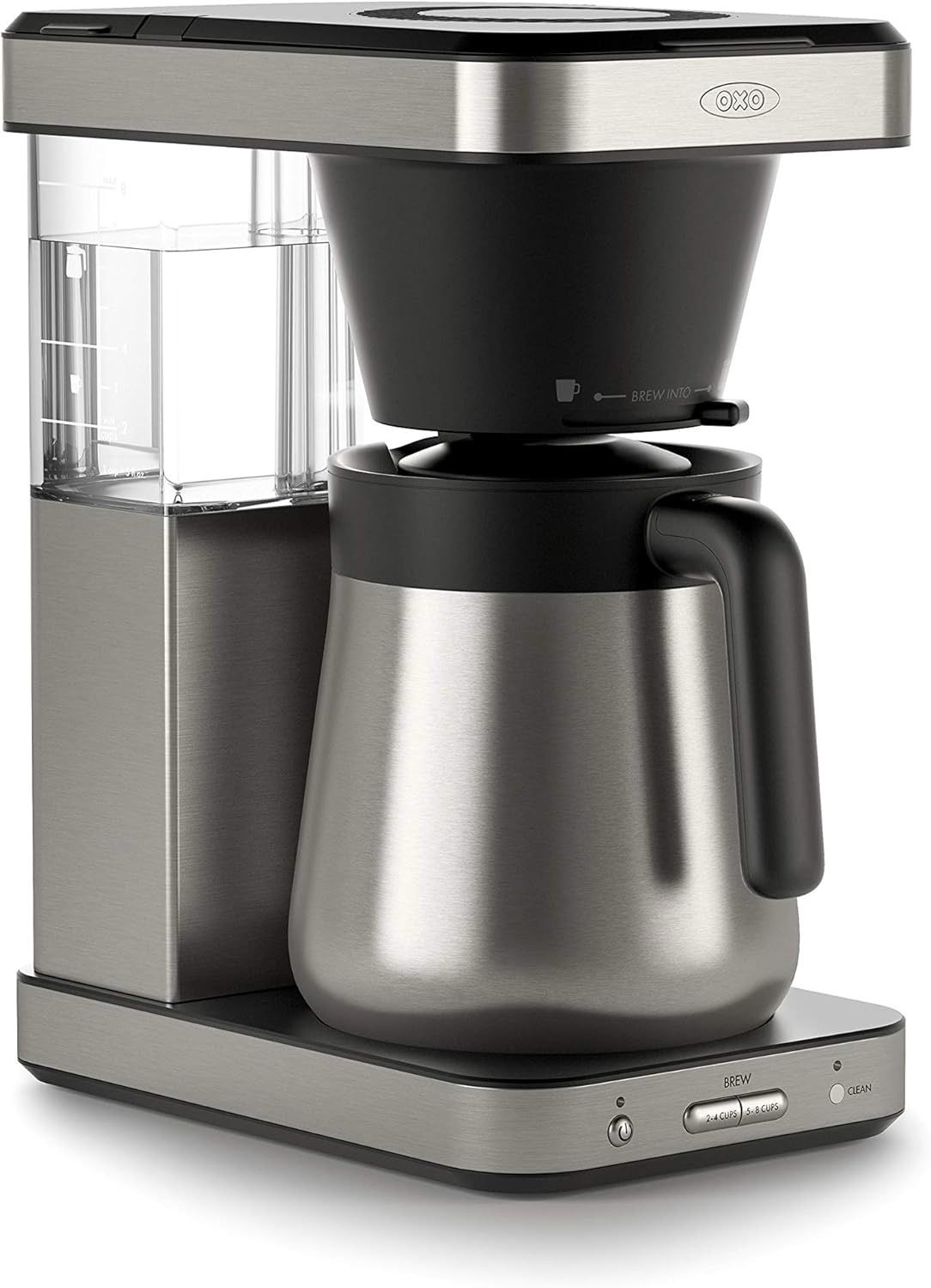 OXO Cafetera Brew de 8 tazas – Una sola porción y jarra, acero inoxidable térmico, certificado SCA