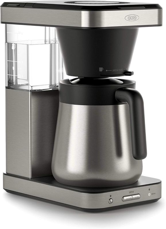 OXO Cafetera Brew de 8 tazas – Una sola porción y jarra, acero inoxidable térmico, certificado SCA