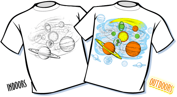 Solar System Magic T-Shirts -- Change Color in the Sun!
