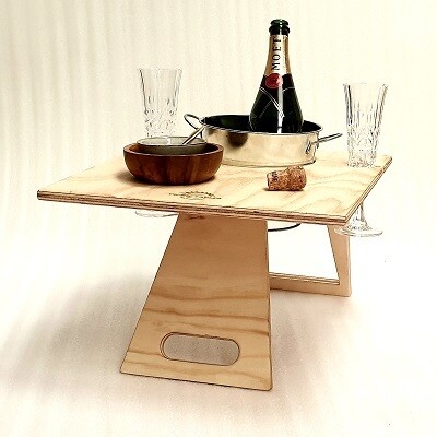 Picnic Table - Chill Folding Wine Table with Ice Bucket – Square Natural