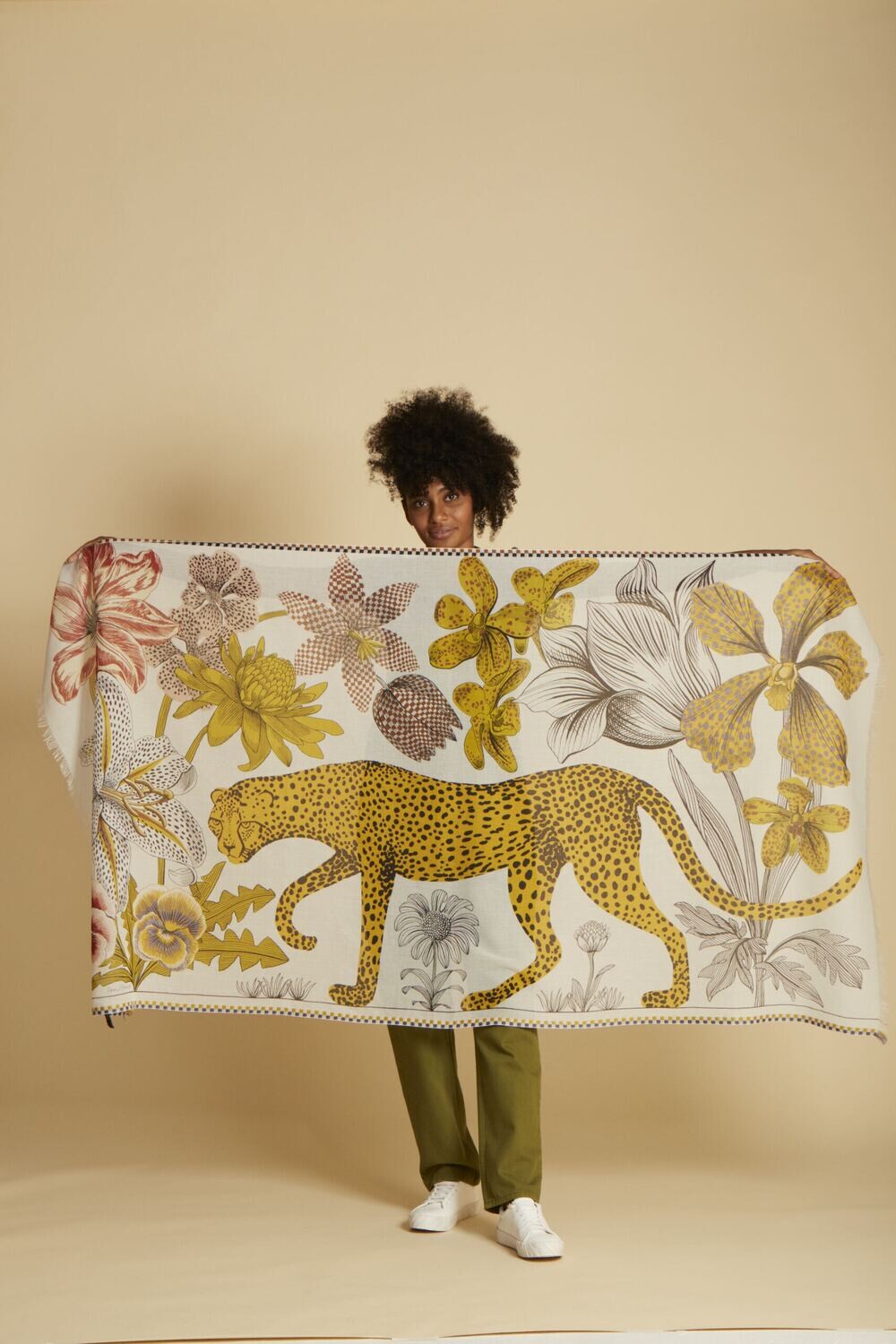Inoui Scarf Leopard - White - 100% Cotton