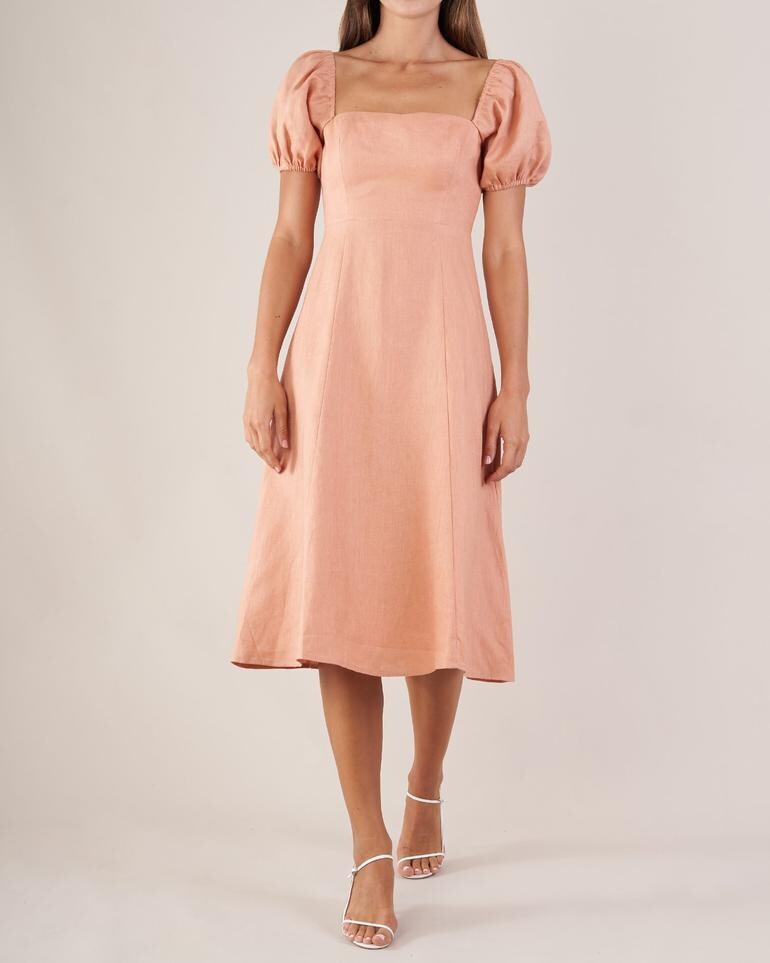 Amelius Muse Linen Dress - Apricot