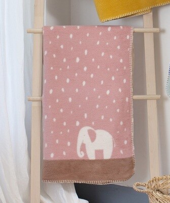 DAVID FUSSENEGGER Elephant & Rain MILA baby blanket ROSE PINK