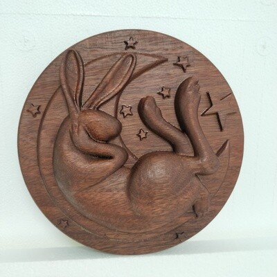 Sleepy Rabbit Wood Carving -  Guess How Much I Love you