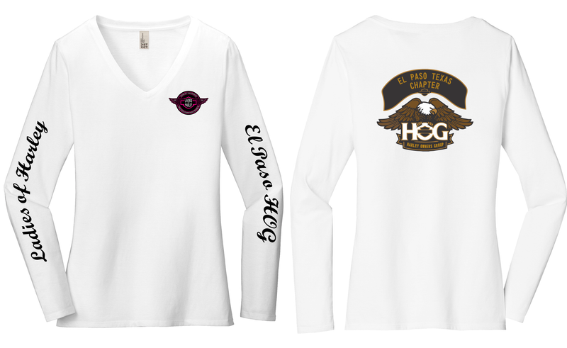 HOG Owners Group Ladies White V-Neck