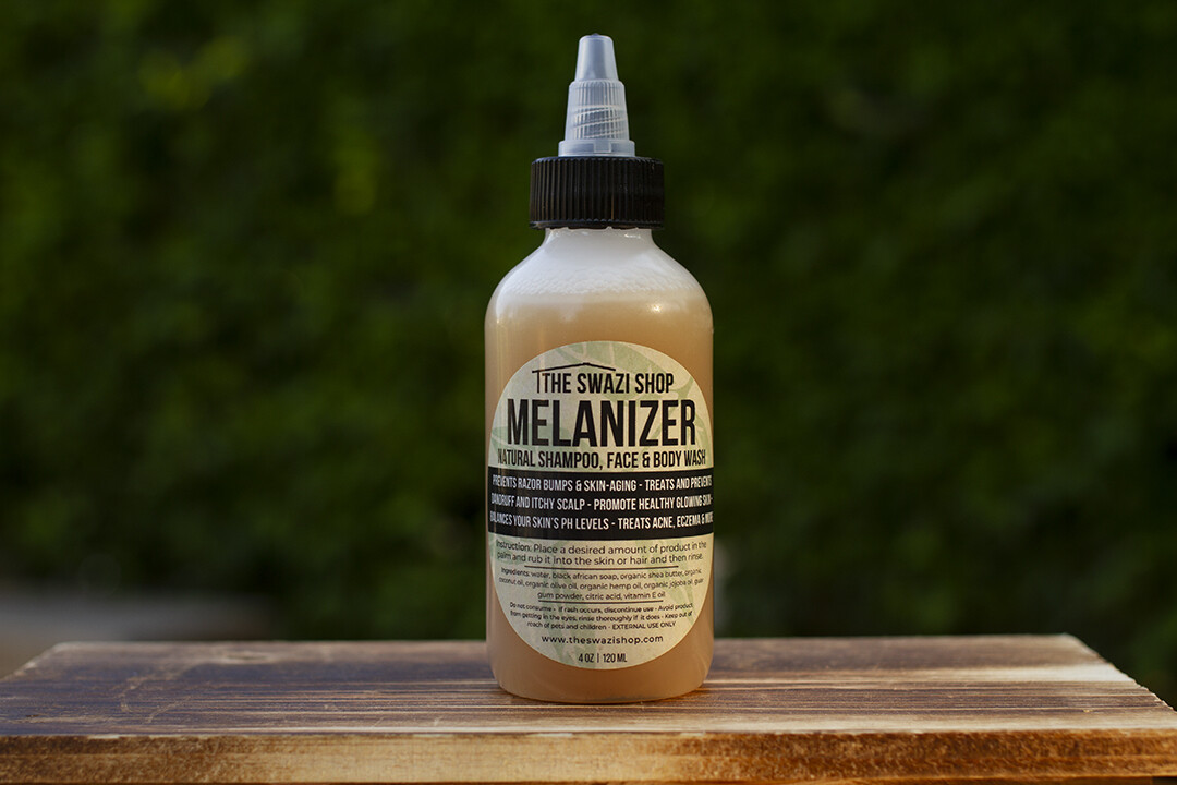 Melanizer: 
All in One Cleanser - Face & Body Wash, and Shampoo - 100% Natural