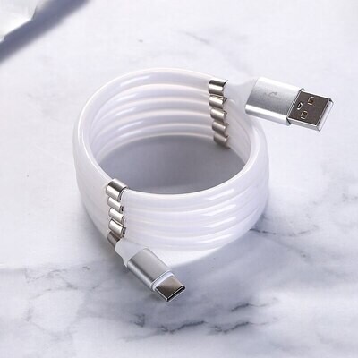 Magnetic Data Cable Magic Rope Retractable Fast Charge for iPhone Samsung Xiaomi Type C Micro USB 1M Automatically Storage Cable