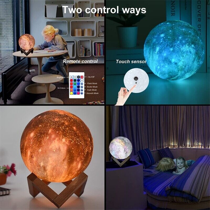 LED 3D Star Moon Night Light Change Touch And Remote Control