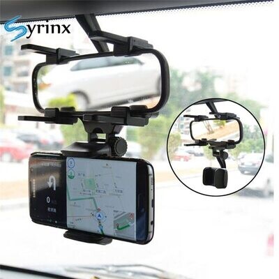 Syrinx Car Rearview Mirror Phone Holder for iPhone XS X Xr Xiaomi Samsung Adjustable Smartphone Bracket Cell Support