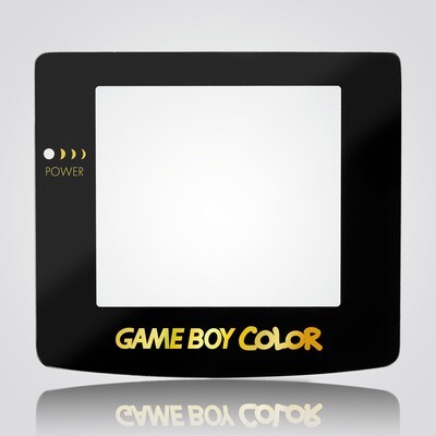 Game Boy Color Glass Screen (Black Gold Text)