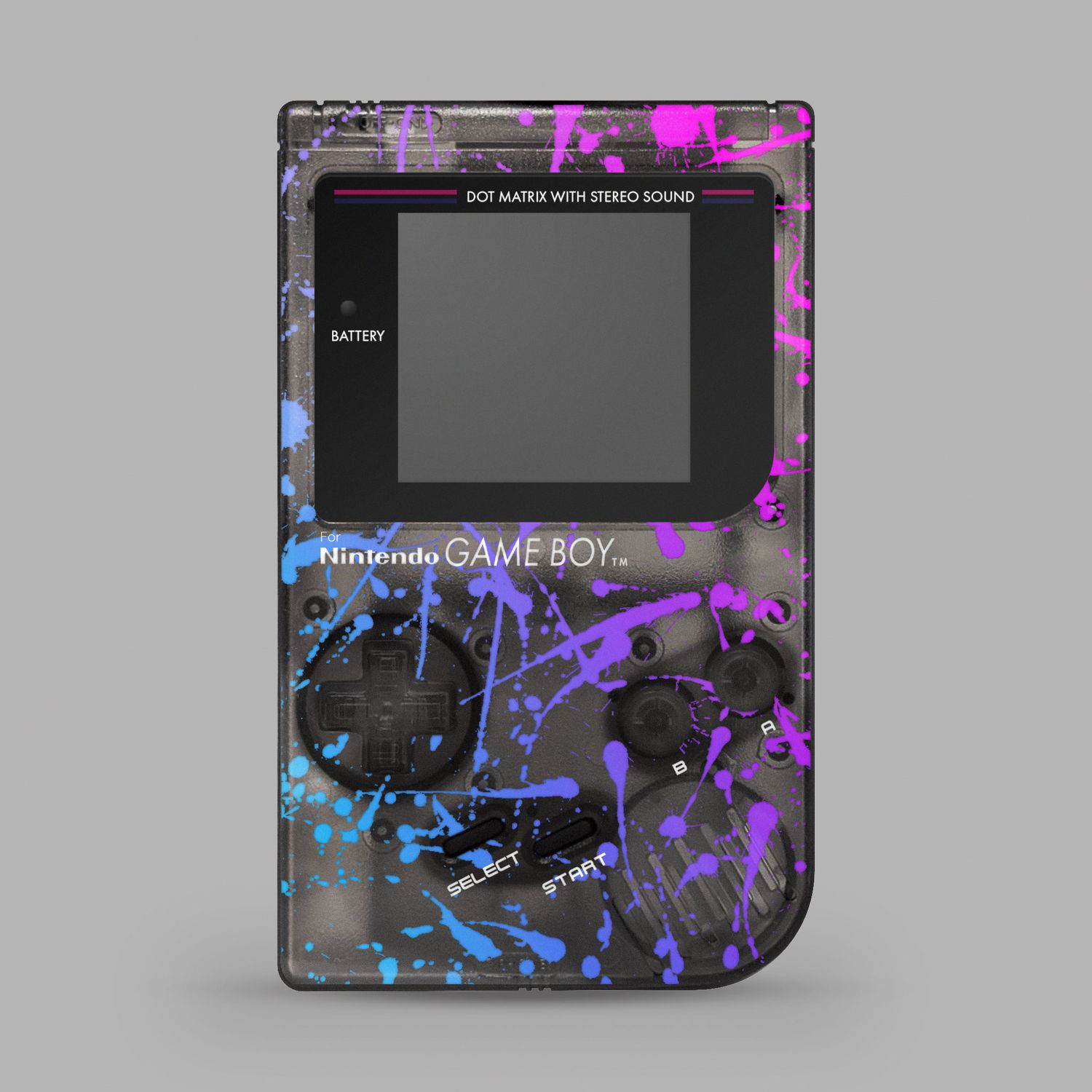 Game Boy Original Printed Shell (Splash Cyan Magenta)
