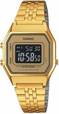Casio Unisex Vintage LA670WGA-1DF Daily Alarm Digital Gold-tone Watch
