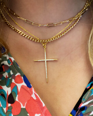 Lauren Kenze Gold Cross Necklace