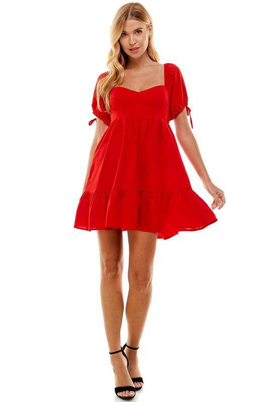 Red V Neck Dress