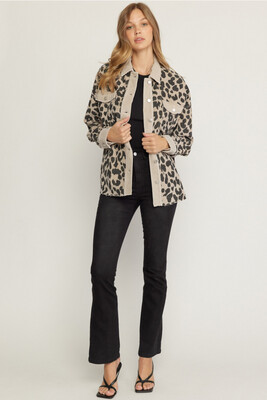 Taupe Leopard Ribbed Jacket