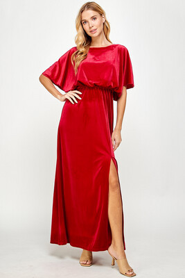 Red Cape Style Maxi Dress