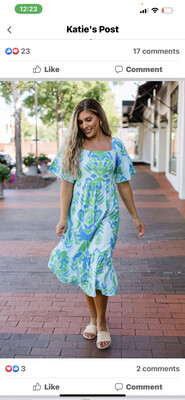 Blue And Green Abstract Dress