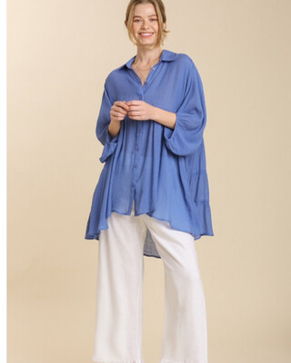 Blue Tiered Tunic Top