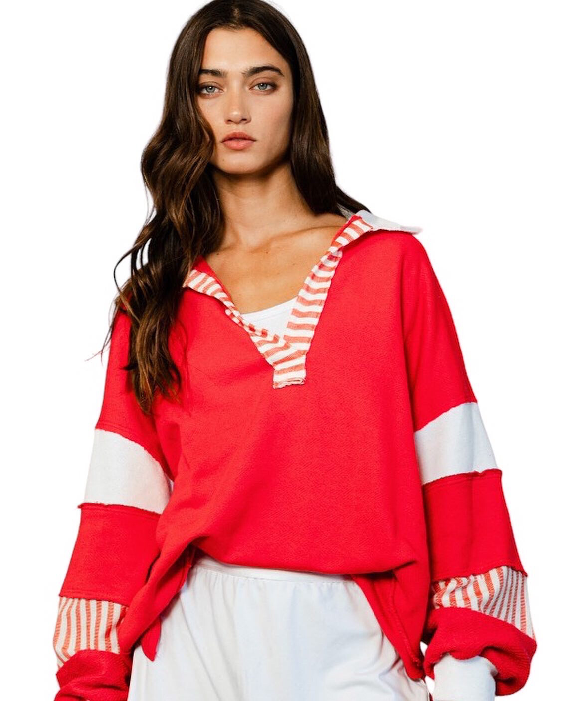 BL Red Stripe Sleeve Sweatshirt
