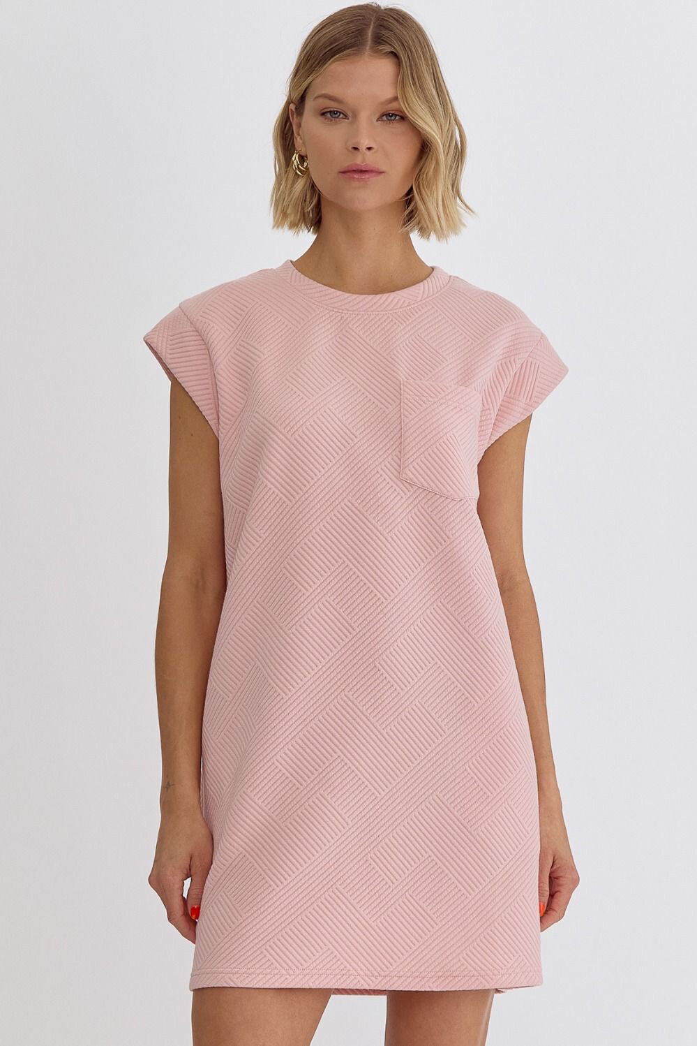 EN Lt Pink Textured Pocket Dress