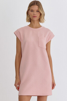 EN Lt Pink Textured Pocket Dress