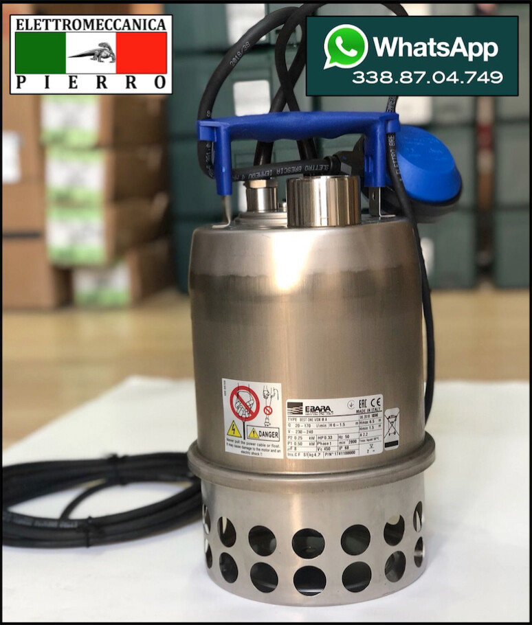 BEST ONE VOX EBARA Elettropompa sommergibile in acciaio 304- V230 litri170 7MT MAX