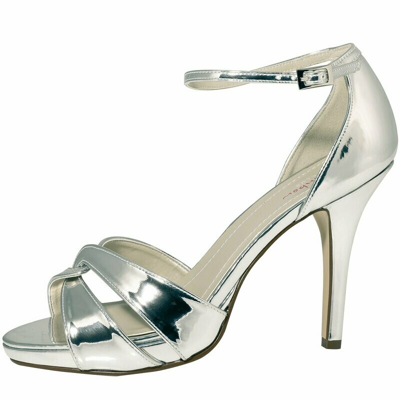 Party Sandalette in Silber, Cate - Silver Mirror, von Elsa Coloured Shoes Party Sandalette in Silber, Cate - Silver Mirror, von Elsa Coloured Shoes