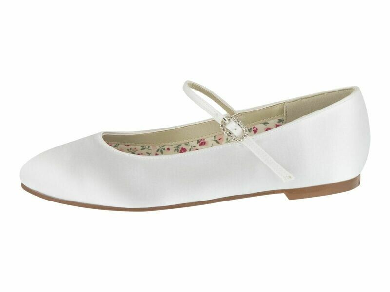 Binx - White Satin, Kinderballerina von Elsa Coloured Shoes