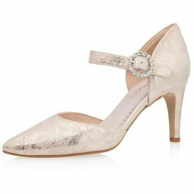 Braut- und Partyschuh von Elsa Coloured Shoes, Christelle Champagne Gold Suede (Leather)