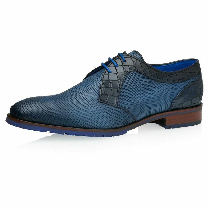 Patrik Grid Calf Leather - blauer Herrenschuh