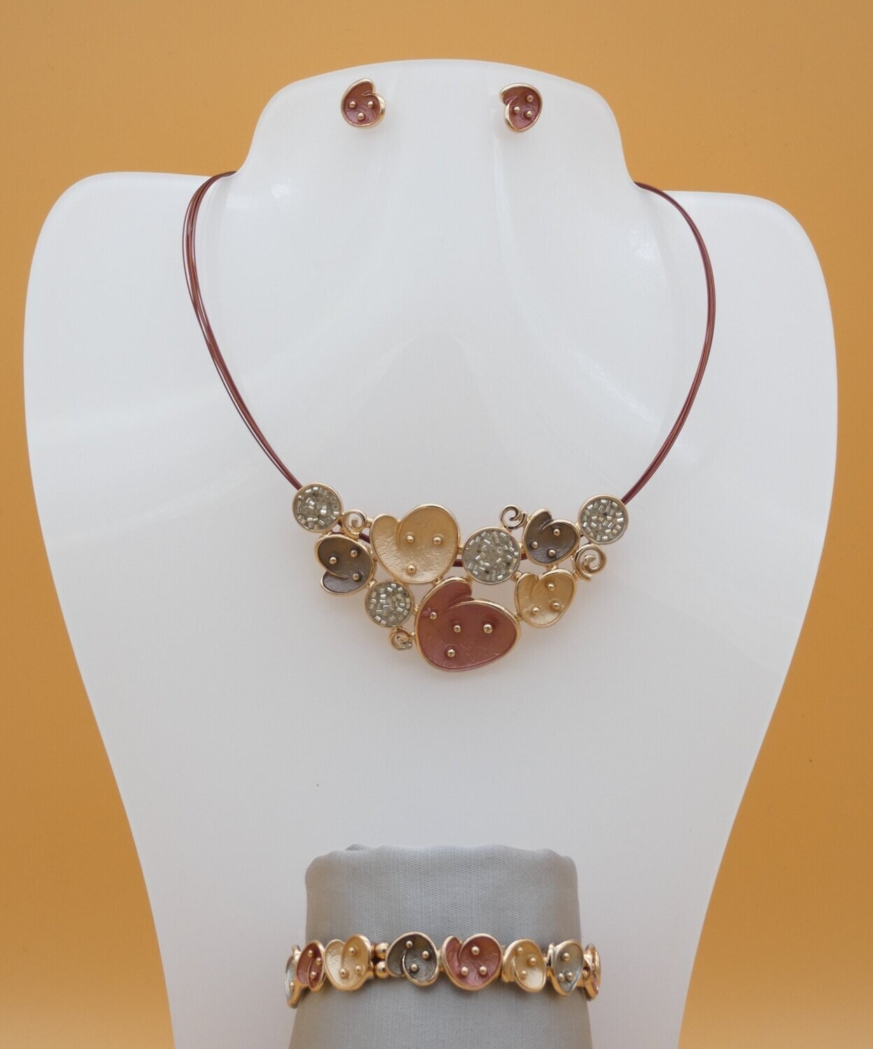 Schmuck-Set, Collier, Ohrstecker und Armband
