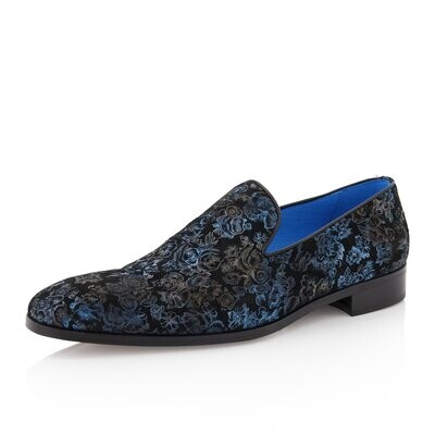 Raul Brocade Leather Black/Blue von Elsa Coloured Shoes, Herren Freizeit Schuh