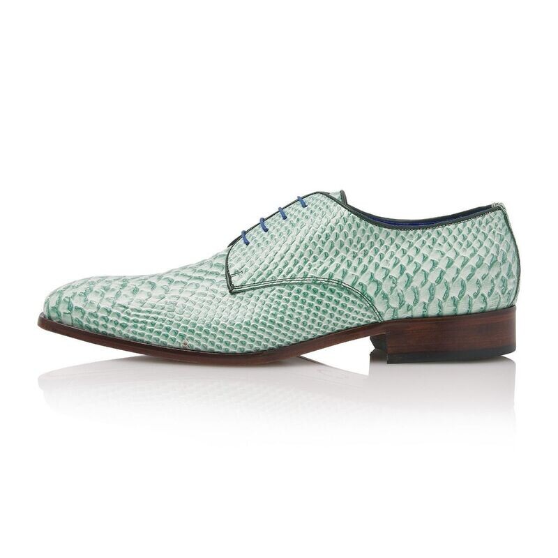 Mikai Green Snake Leather - grüner Herren Halbschuh im Schlangenmuster