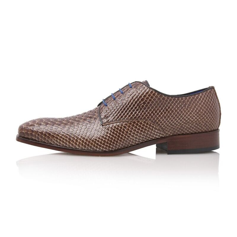 Mikai Snake Leather - Tan, brauner Herren Halbschuh im Schlangenmuster