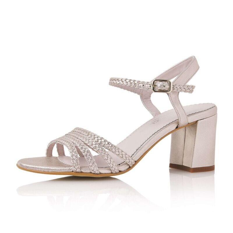 Fenne Rose Glamour Leather/Breided, Braut-Sandalette von Elsa Coloured Shoes Fenne Rose Glamour Leather/Breided, Braut-Sandalette von Elsa Coloured Shoes