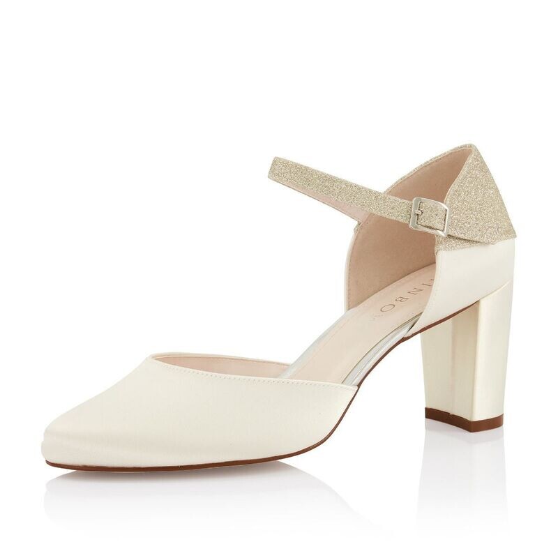 Kimber Ivory Satin / Silver Fine Glitter, Brautschuh von Elsa Coloured Shoes Kimber Ivory Satin / Silver Fine Glitter, Brautschuh von Elsa Coloured Shoes