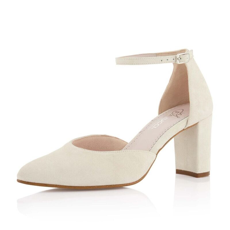 Zora Off-White Suede (Leather), 6,5 cm Absatz, Brautschuh von Elsa Coloured Shoes Zora Off-White Suede (Leather), 6,5 cm Absatz, Brautschuh von Elsa Coloured Shoes