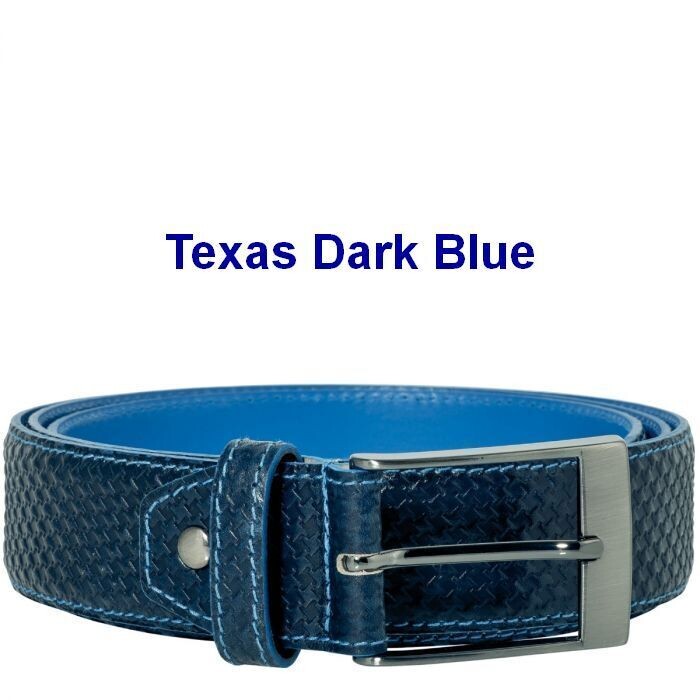 Jeremy - Calf Leather Texas- Dark Blue - oder Castano - Herrengürtel blau oder braun mit Muster