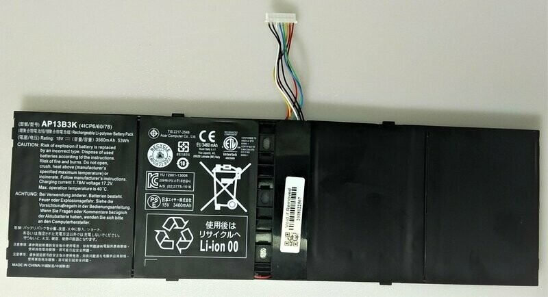 Bateria Original  Acer Aspire R7-571 V5-472 V5-552 V5-573 V7-481 V7-581 Series  15V 3560mAh 53Wh 4Celdas  KT.00403.015