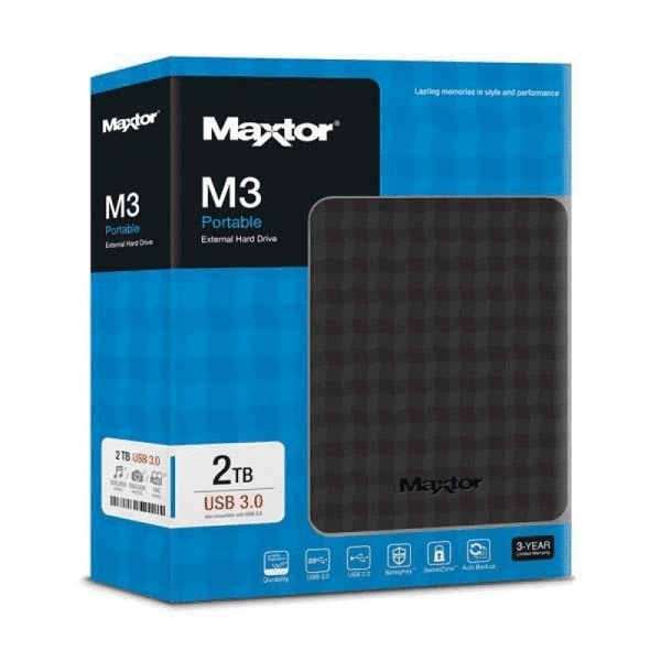 Disco Duro Externo Maxtor M3 Portable 2TB USB 3.0 2.5" STSHX-M201TCBM