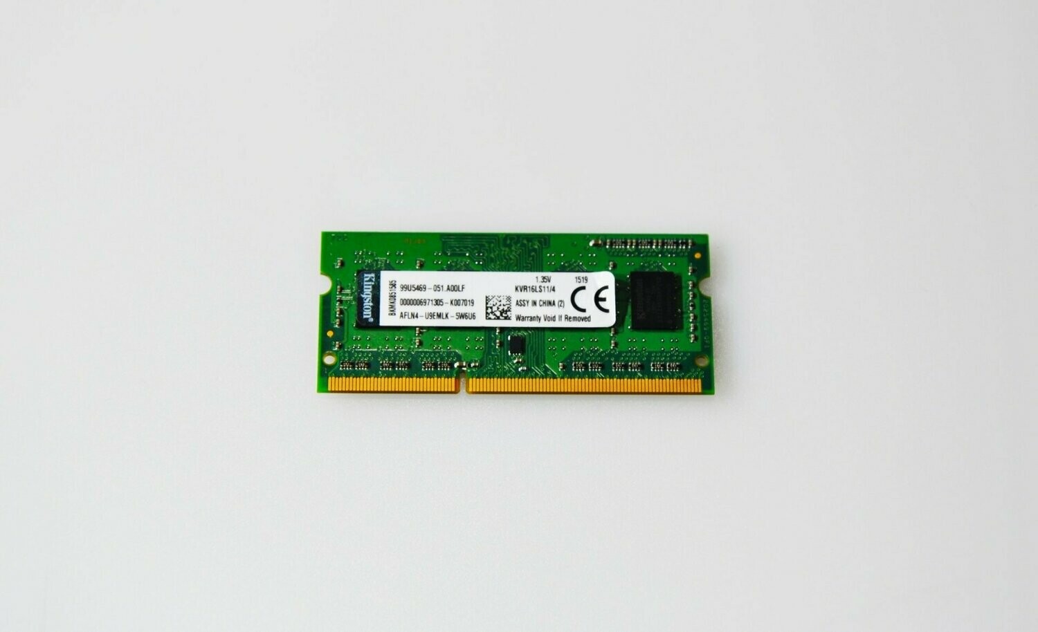 ducha Los Alpes Pensamiento Memoria RAM Kingston 4GB DDR3L 4GB 1Rx8 512M x 64-Bit PC3L-12800CL11 SODIMM  de 204 pines, KVR16LS11/4 ( Recuperado )