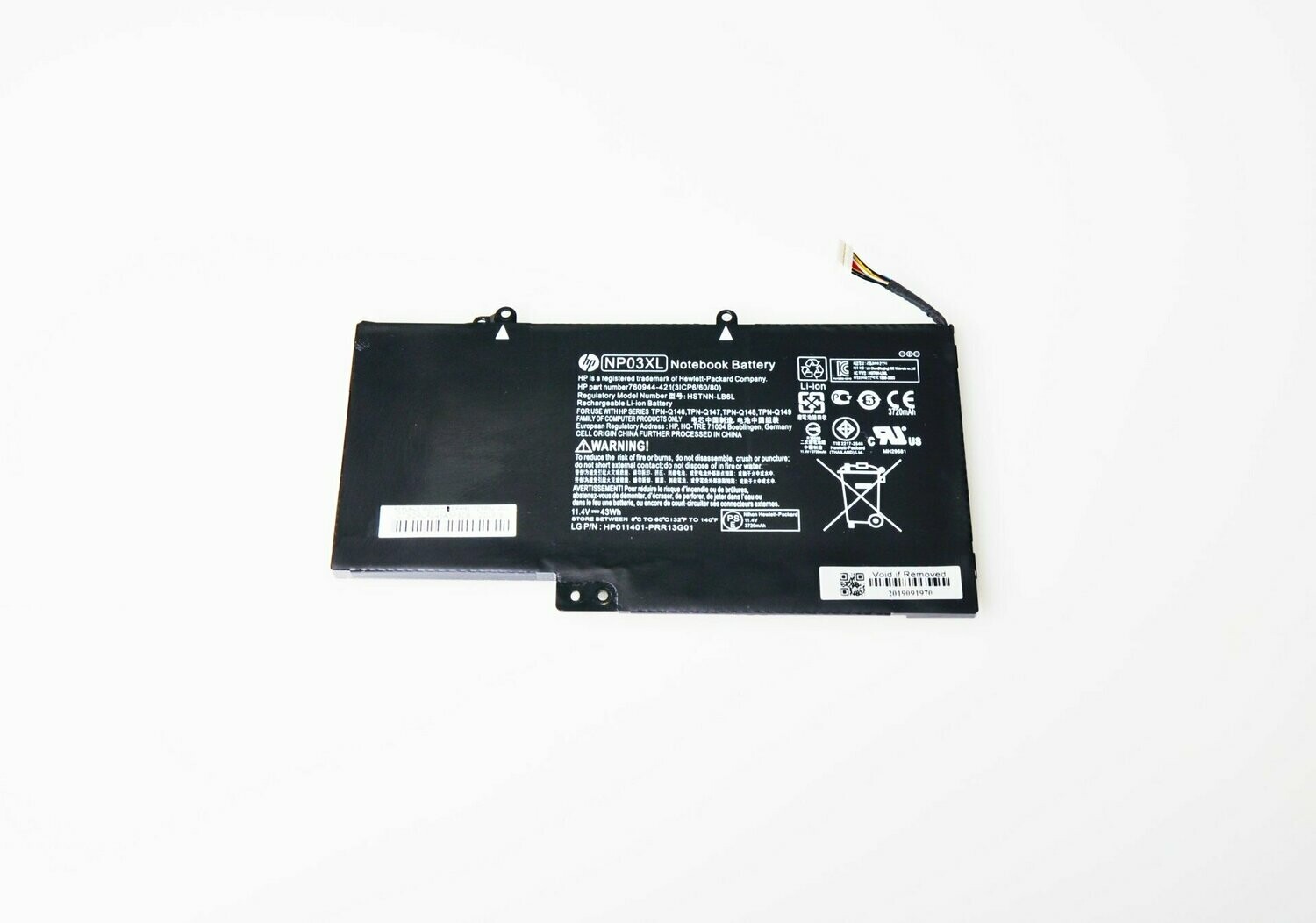 Bateria Original HP 11.4V 3720mAh 43Wh  NP03XL 760944-421