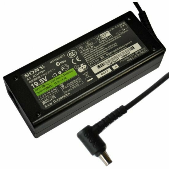 Cargador Original Sony vaio 19.5v 4.7A, 90W 6.0mmx4.4mm. VGP-AC19V24