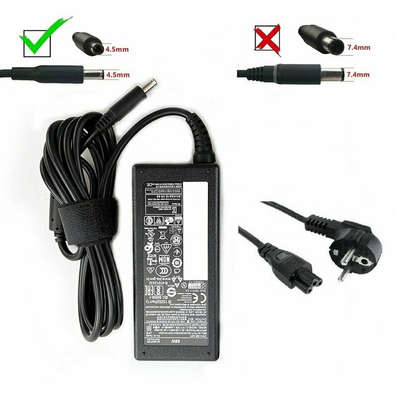 Cargador DELL 19.5V 3.34A 65W , 4.5mm * 3.0mm   450-AECL​ ,  C7HFG , 43NY4 , W1N63