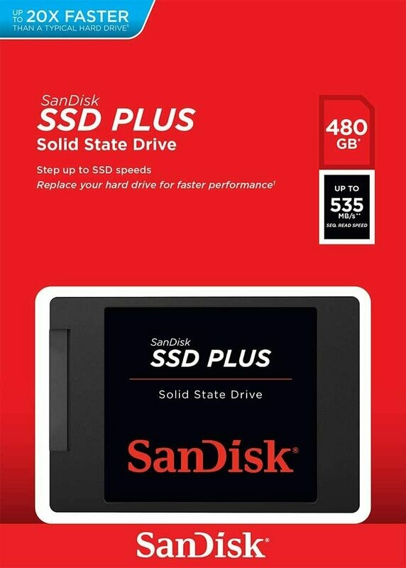 Disco Interno SanDisk SSD Plus Power Unidad de Estado solido 2.5" 480 GB (SATA III, 6.35 cm, con hasta 535 MB/s) SDSSDA-480G-G26