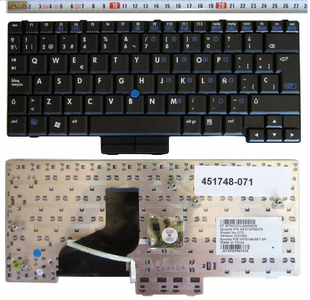 Teclado español negro HP Elitebook 2510p 2530p 451748-071 , 0T2